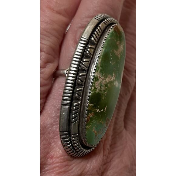 William G Johnson Navajo Lge Royston Turquoise Ring 10 Green Golden Brown Matrix - Picture 13 of 15